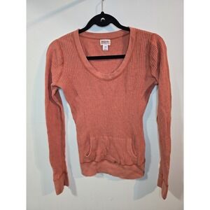 Vintage Thermal Scoop Neck Pocket Layering Long Sleeve Medium Y2K‎ Bella Swan